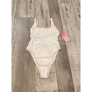 White one piece high cut cheeky sexy swimsuit size XS